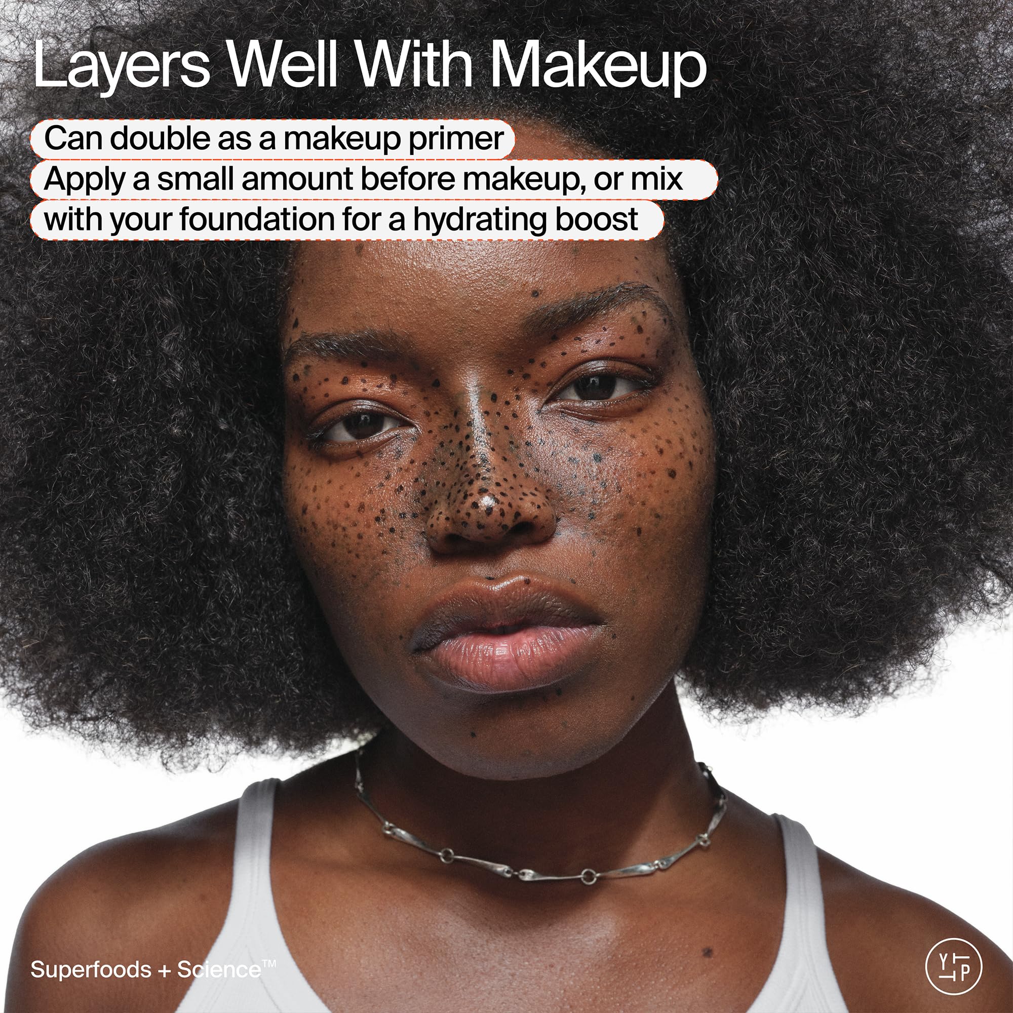 Product on skin with makeup layering as hydrating primer
