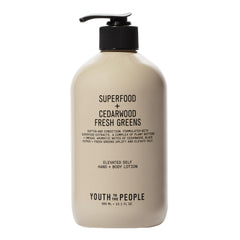 Youth To The People hand and body lotion bottle front, delivers all-day hydration.