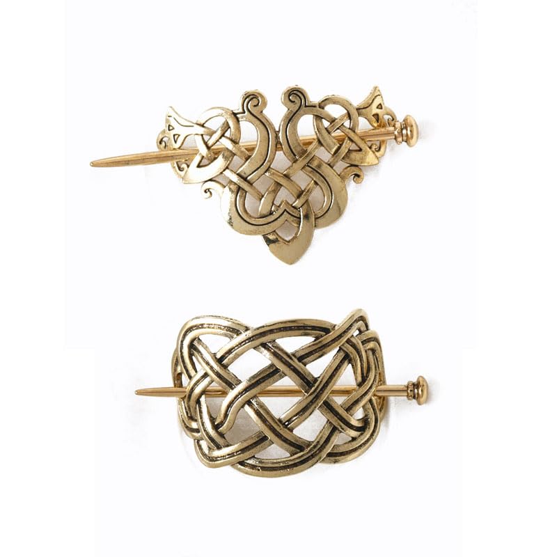 YOVECATHOU Viking Celtic knots clip in gold for secure updos and daily wear