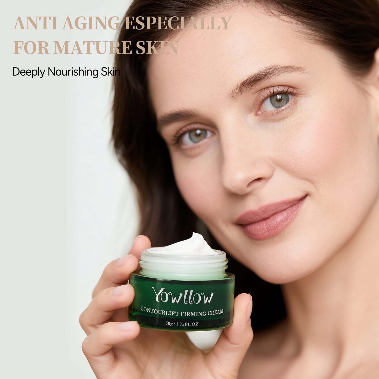 Yowllow anti aging moisturizer on the chest area supports multi zone care