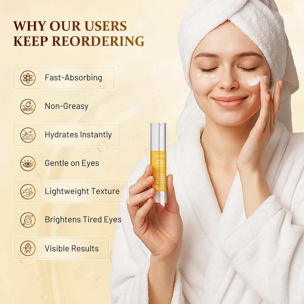 YOYORY encapsulated-retinol niacinamide squalane eye cream provides balanced hydration and renewal.
