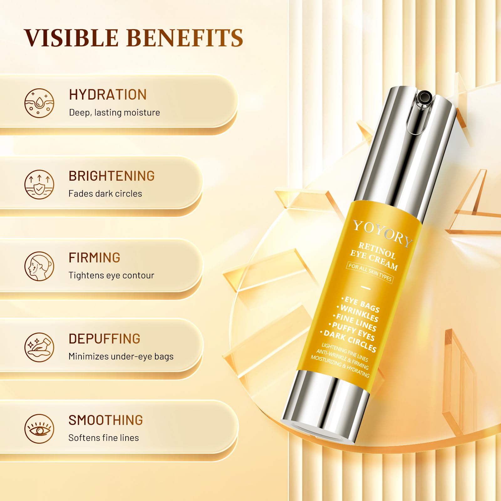 YOYORY peptide-technology eye care image depicting advanced formula for delicate under-eye area.