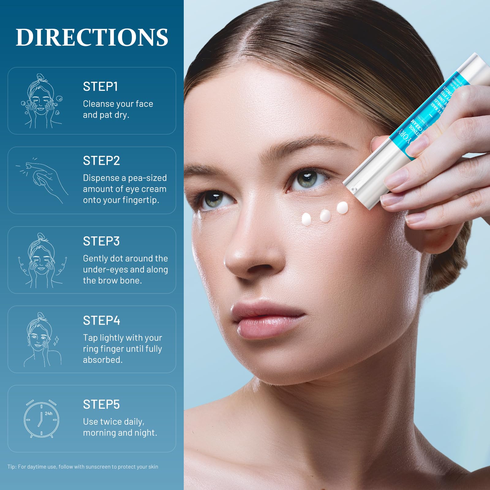 Brand label of YOYORY retinol eye cream highlighting quality skincare