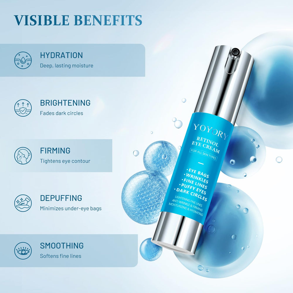 Application of YOYORY retinol eye cream under the eye for a refreshed look
