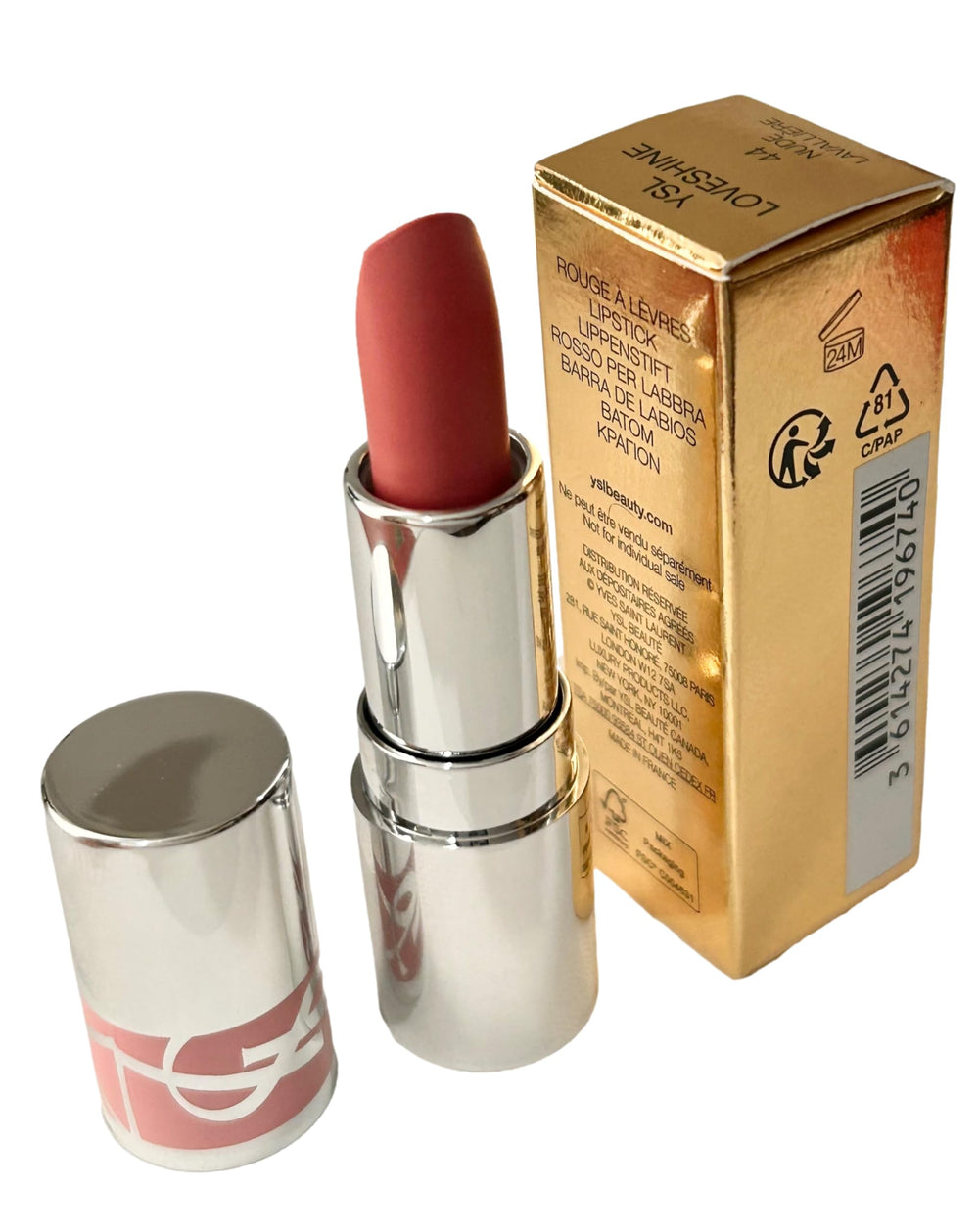Portrait of YSL Loveshine Nude Lavalliere mini with light reflecting gloss