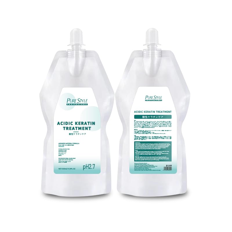 ysnstyle PureStyle bottle being poured for at-home keratin treatment