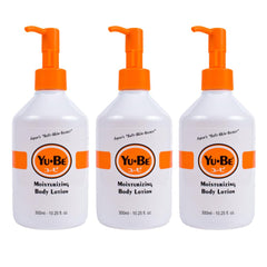 Yu-Be body lotion fast-absorbing pump bottle delivering quick hydration.