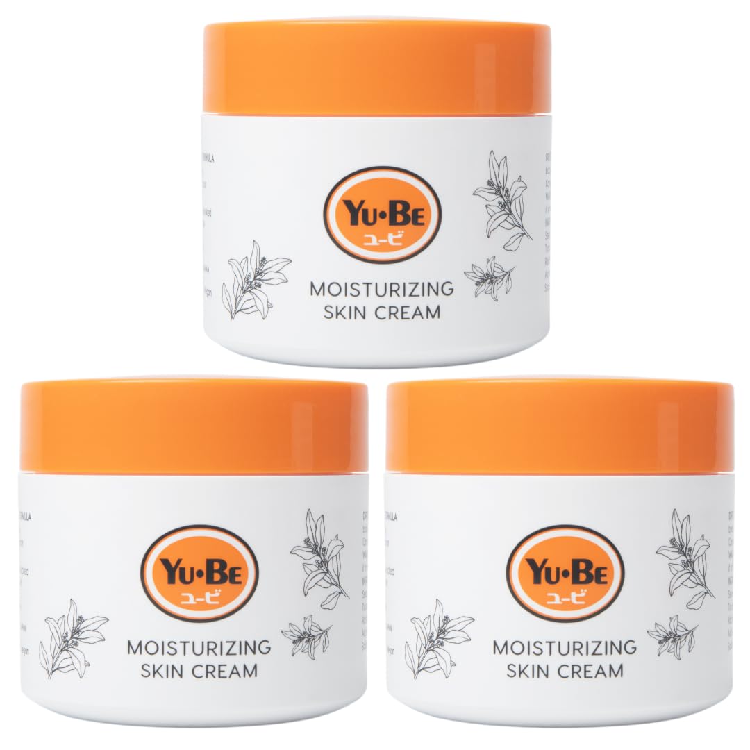 Yu-Be trio packaging view highlights convenient deep hydration for dry skin