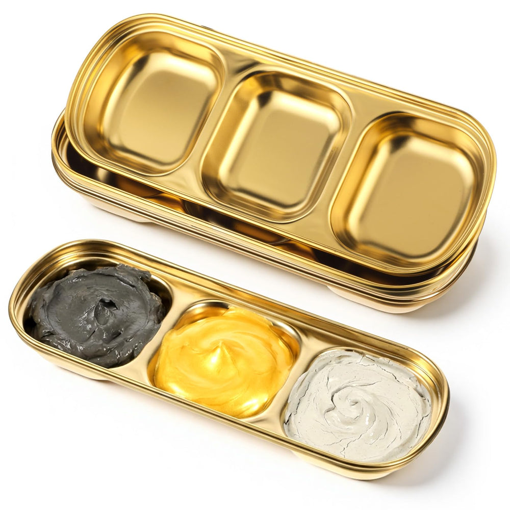 Yuanan esthetician bowls gold trays, four-piece set for organized skincare storage.