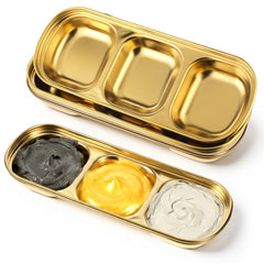Yuanan esthetician bowls gold trays, four-piece set for organized skincare storage.