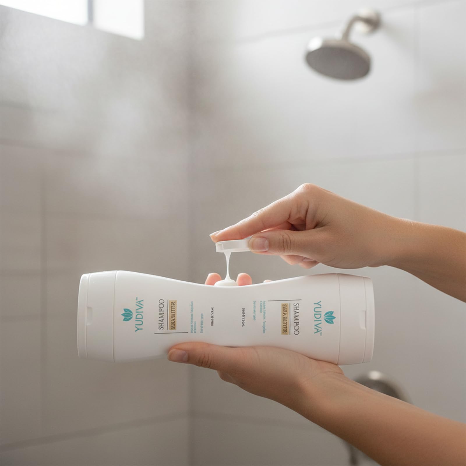 YUDIVA Leak-resistant caps protect contents in transit and during showers.