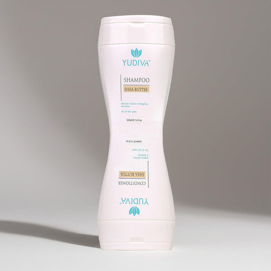 YUDIVA Shea butter shampoo illustrates nourishing care for moisturized, smoother-feeling hair.