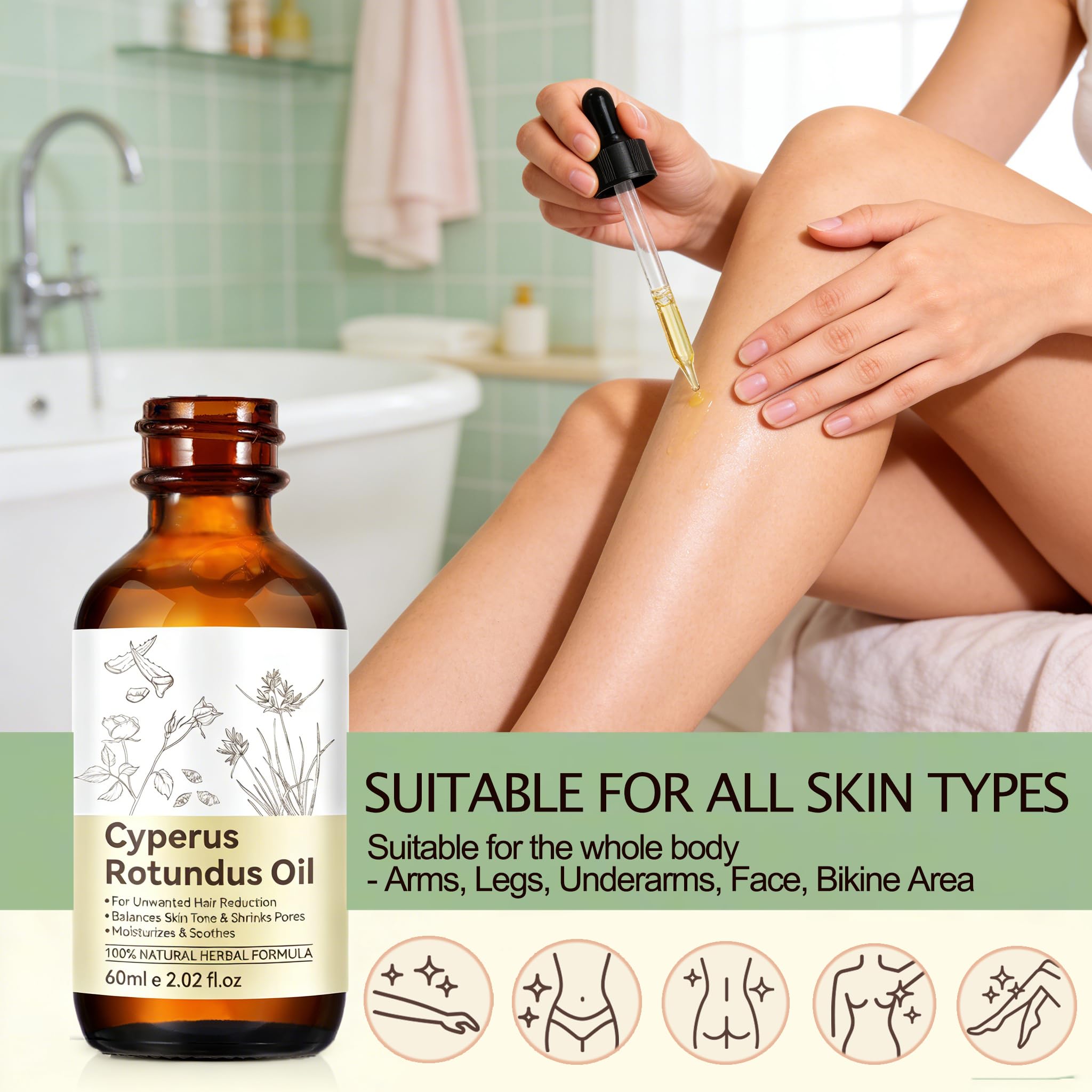 YUEPLATTNMAY Cyperus Rotundus Oil underarms for soothing, non-irritating care.