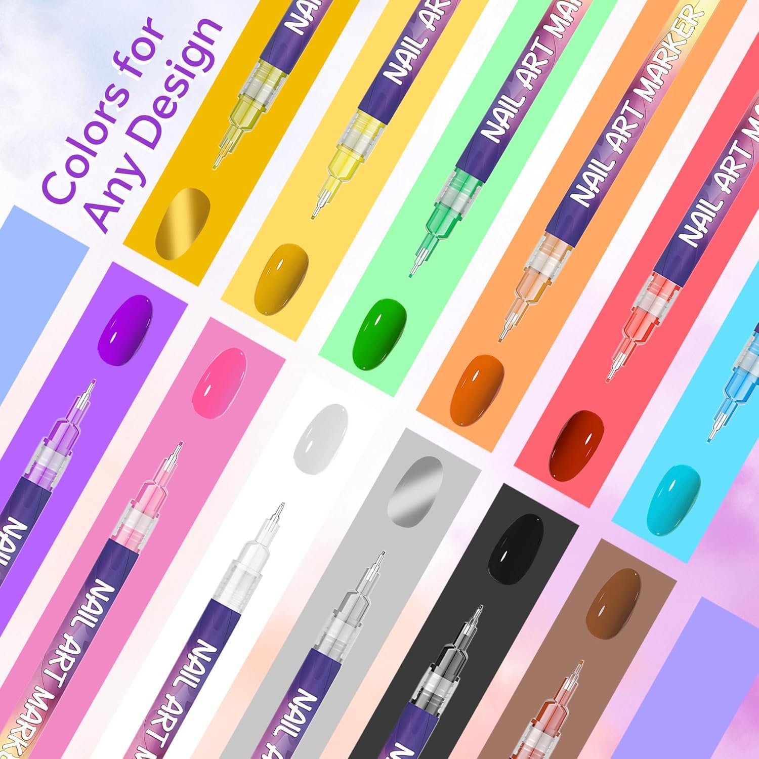 Yueur 3-in-1 nail art tools draw, line, and fill efficiently.