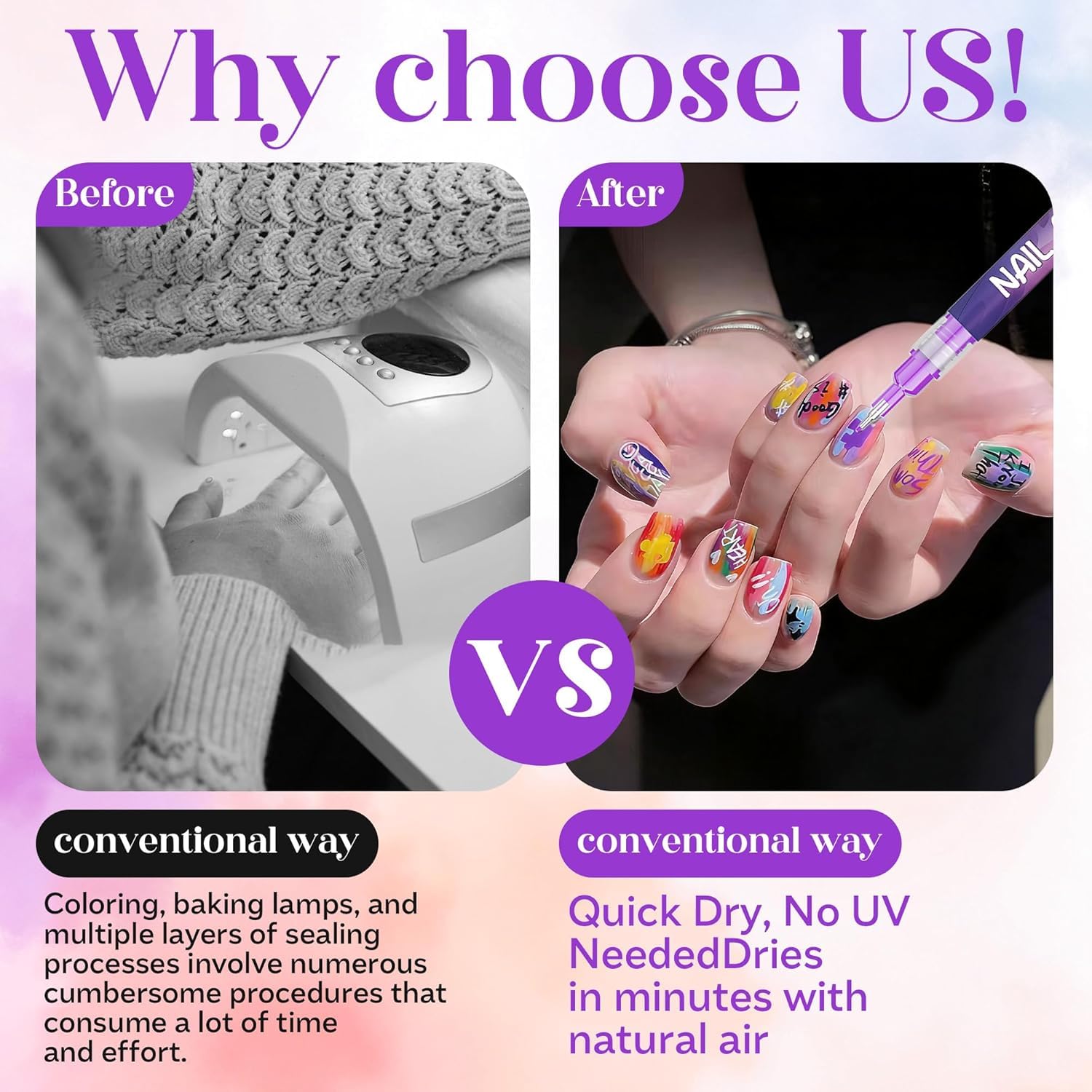Yueur fine-tip 0.5mm nail art pen enables precise detailing.
