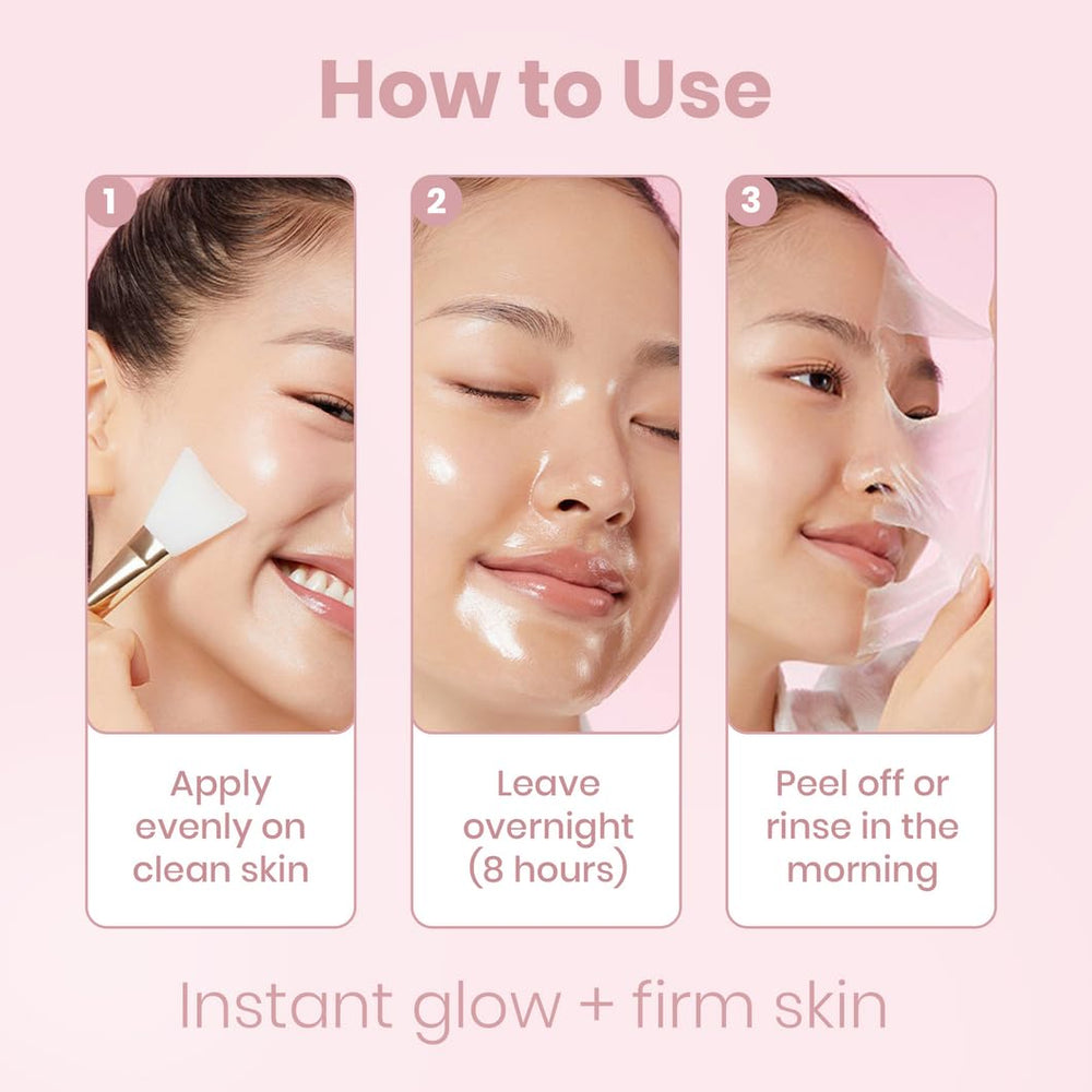 YULI Collagen mask during sleep shows calm, nourished skin