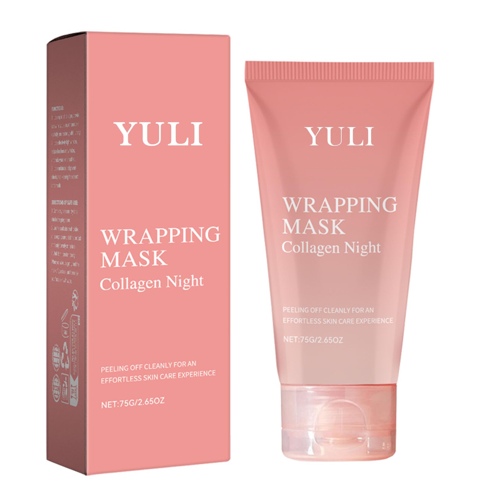 YULI collagen night wrap mask packaging, sleek design for easy nightly care.