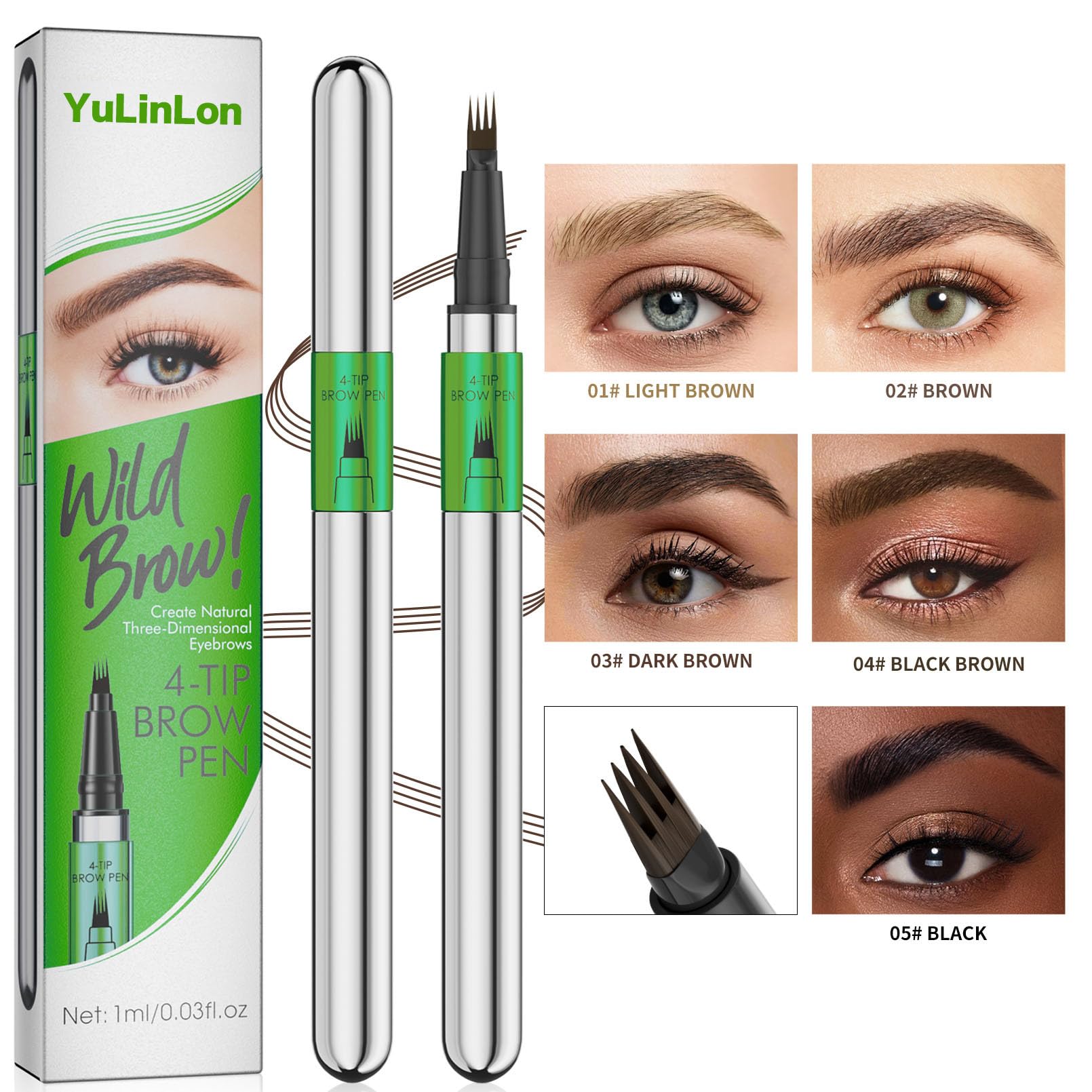 Yulinlon Brow Tattoo Pen delivers a subtle 3D effect for fuller arches.