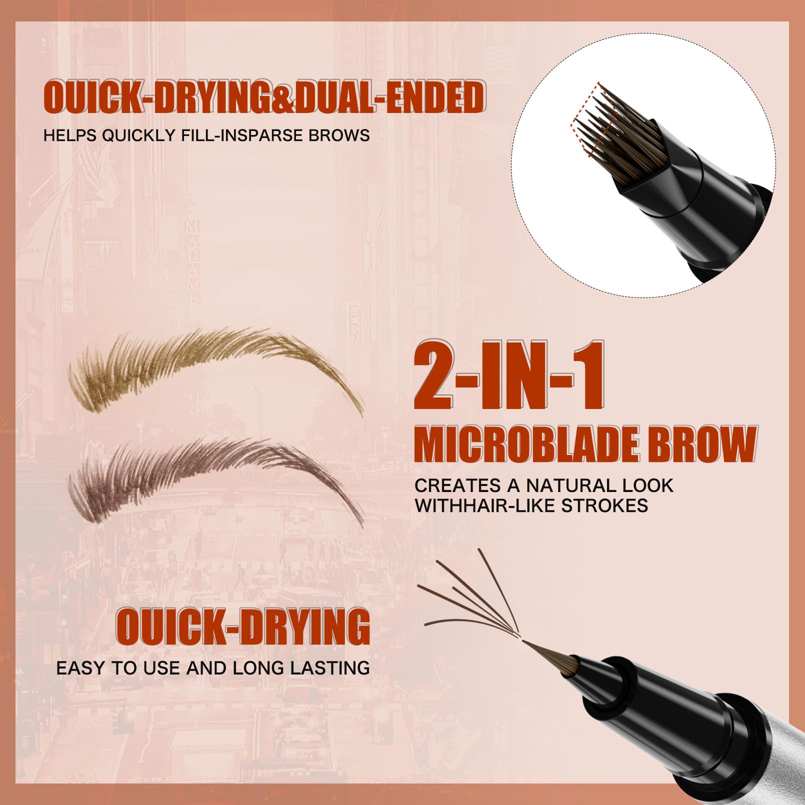 Yulinlon brow pen with hair-like strokes for precise shaping.