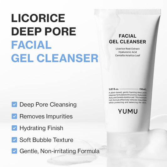 YUMU Licorice Deep Pore Cleanser foaming-lather texture delivering a light, purity-cleansing experience.