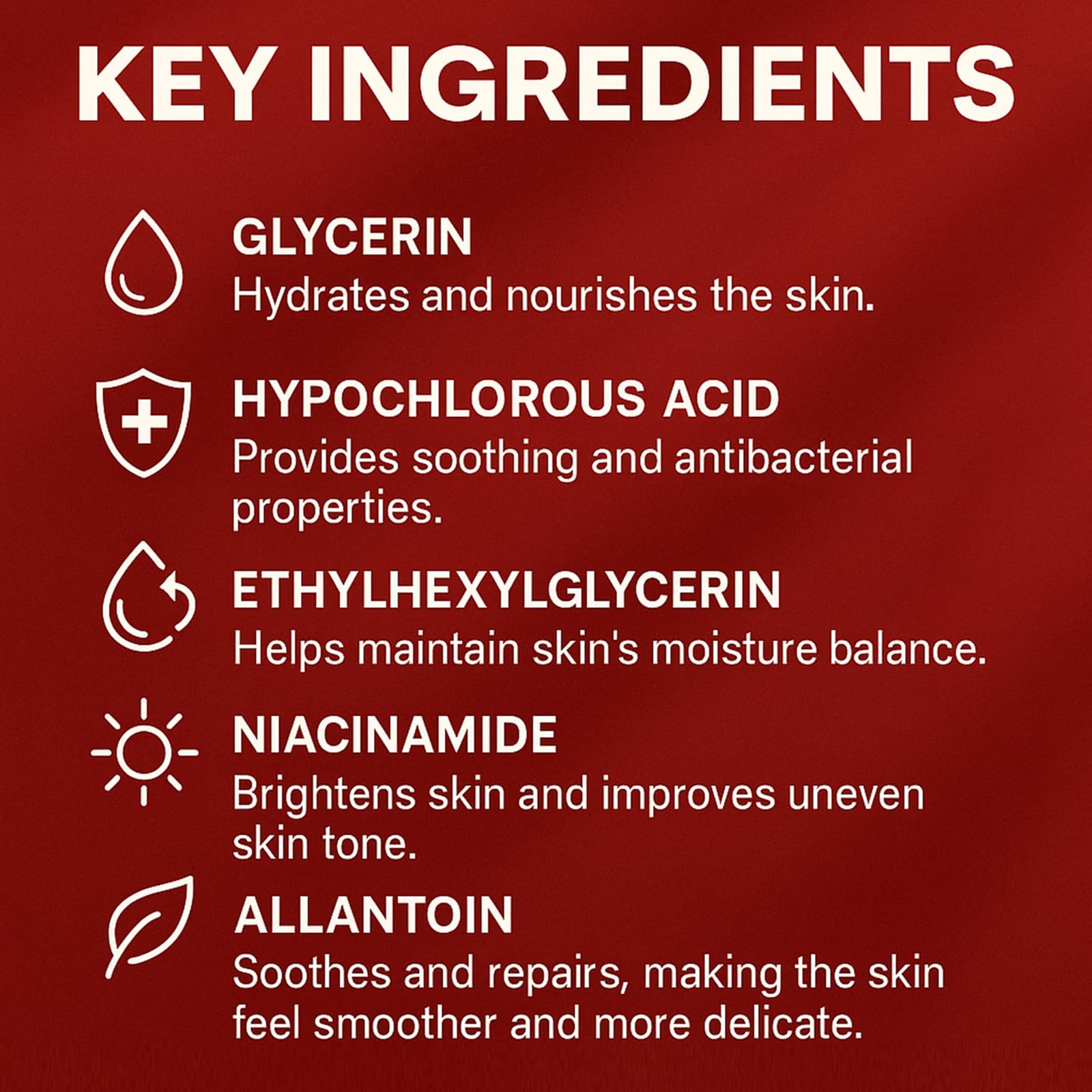 Yunmeng ingredient label showing 100ppm HOCl for consistent formulation benefit