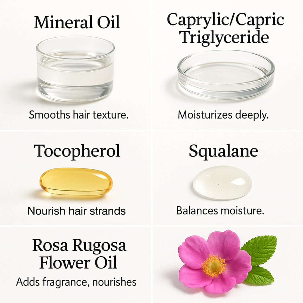 Yunmeng product label close-up listing squalane and vitamin E, highlights ingredient transparency benefit