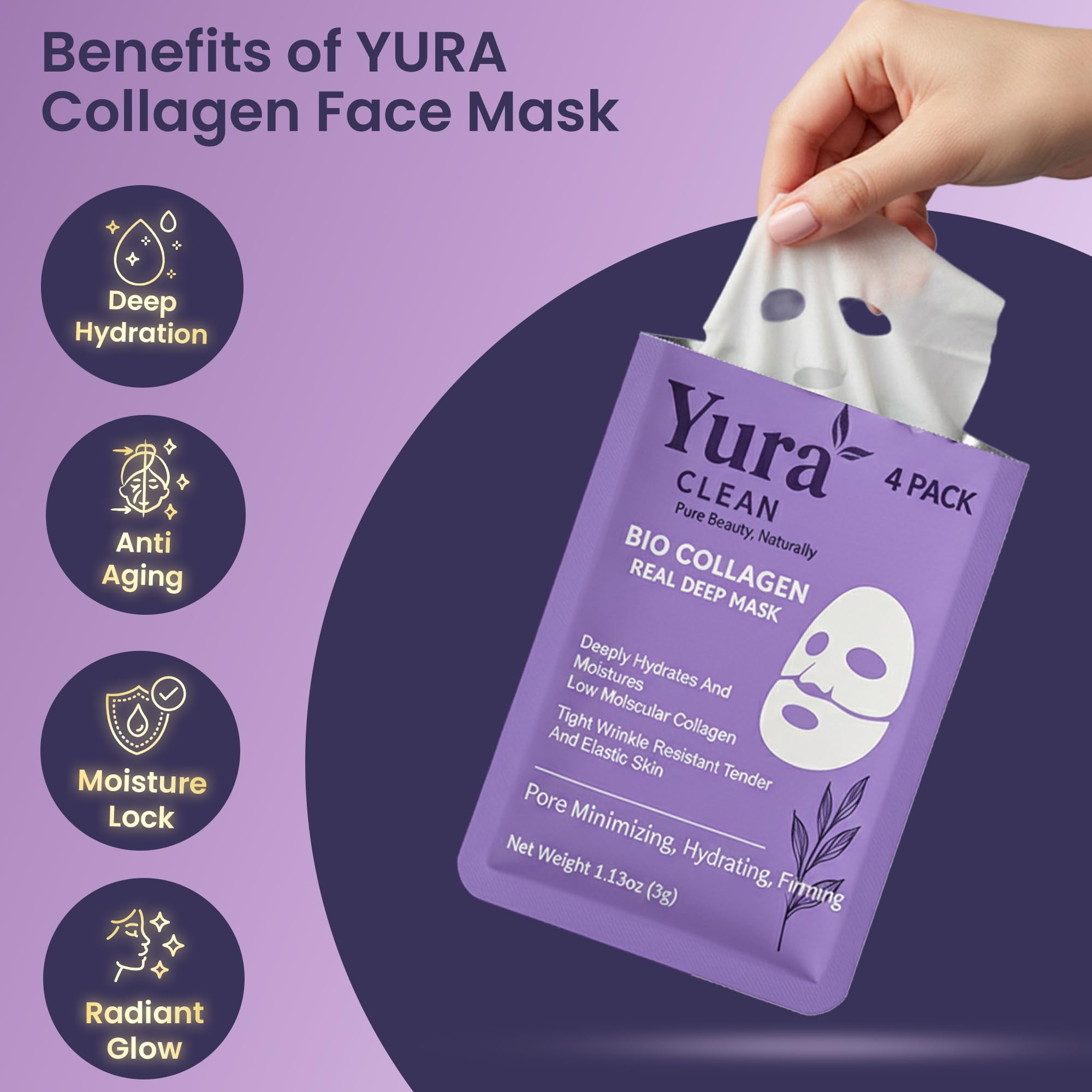 Yura Clean bio-collagen serum closeup highlighting hydrating formula.