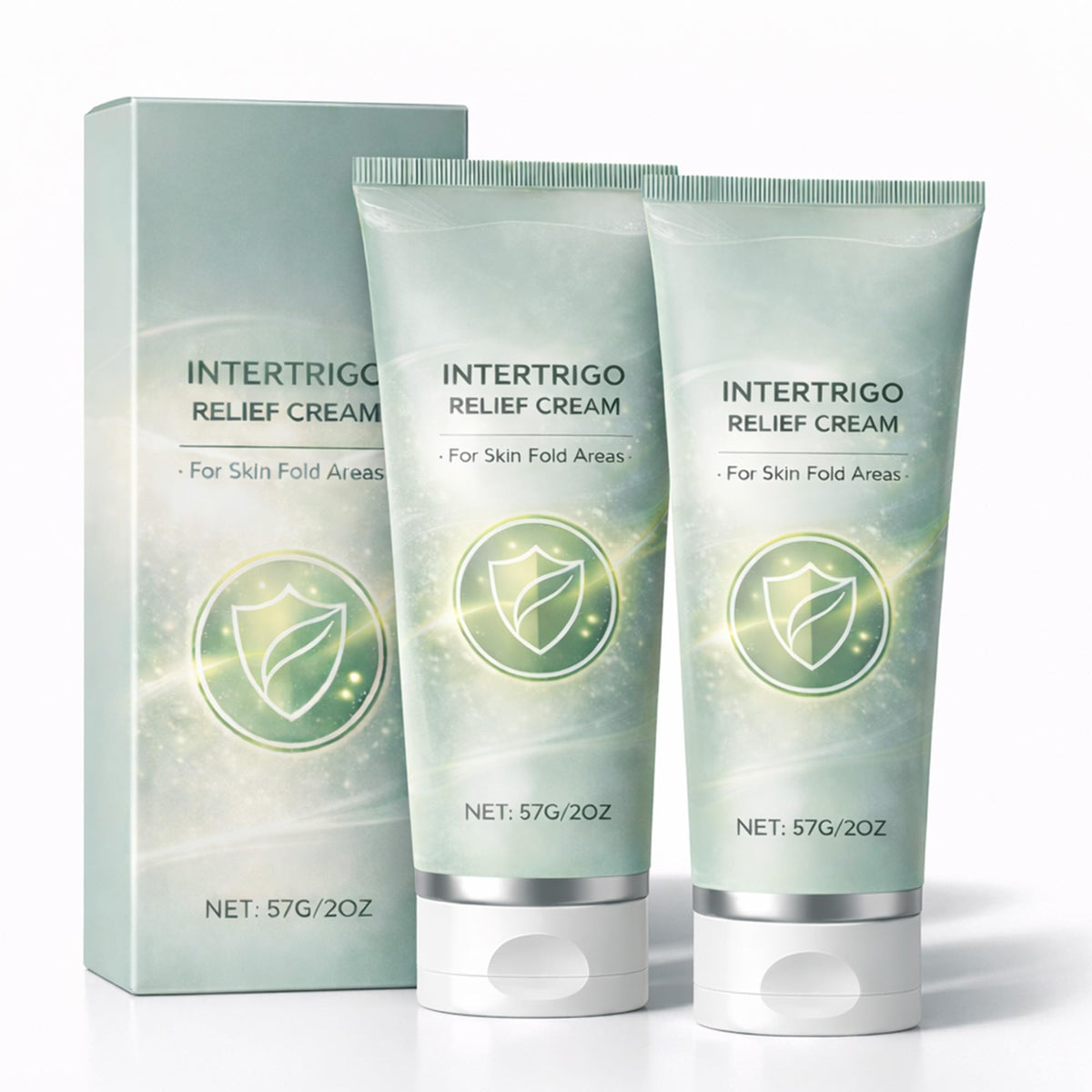 Yurisphere Healora cream bottle showing fast-absorbing relief for irritated skin folds.