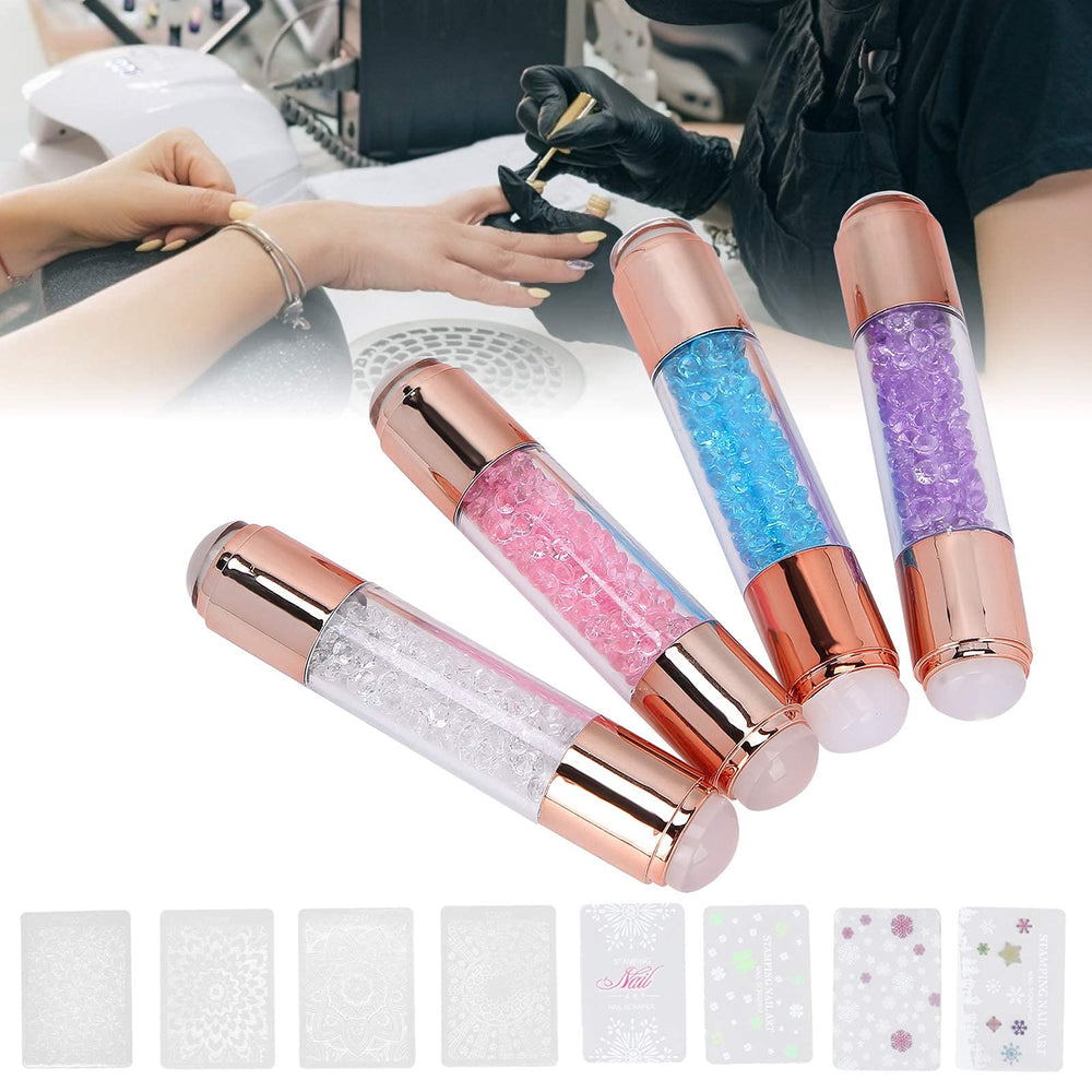 YUYTE home nail salon setup with kit and plates