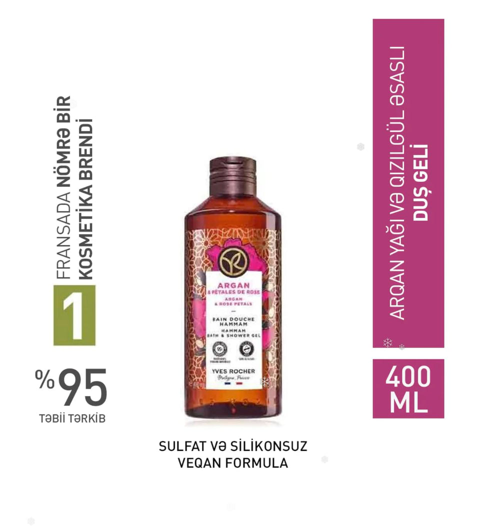 Yves Rocher Argan and Rose Petals shower gel varieties display scents