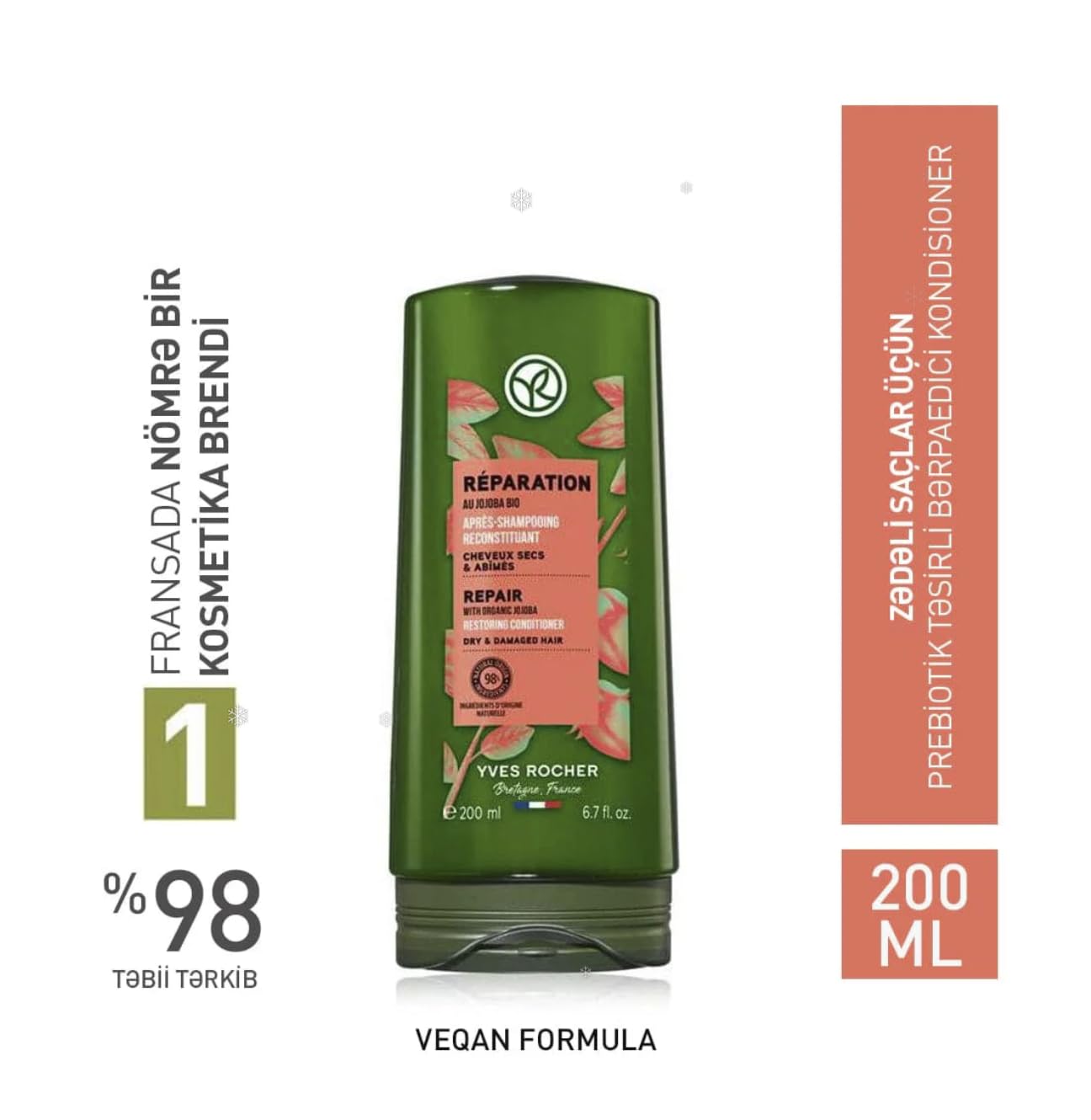 Yves Rocher nourishing conditioner being applied to wet hair demonstrates 1-minute conditioning.
