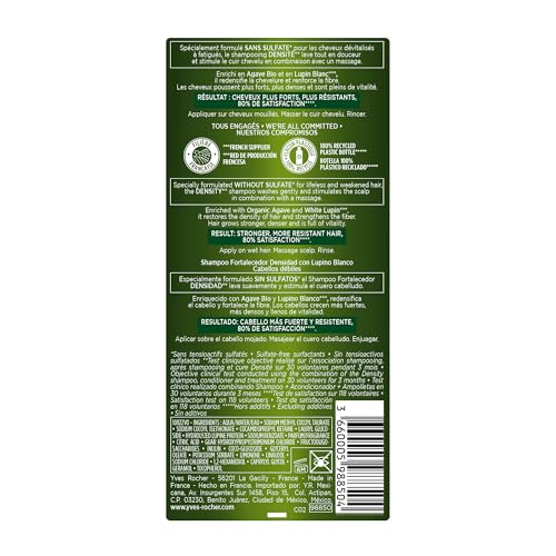 Yves Rocher Density Rescue bottle side view, ready for daily scalp cleansing
