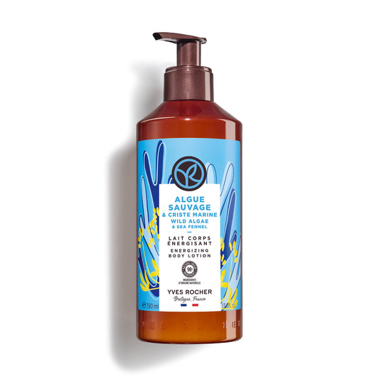 Yves Rocher Energizing Wild Algae and Sea Fennel Body Lotion bottle for daily hydration.