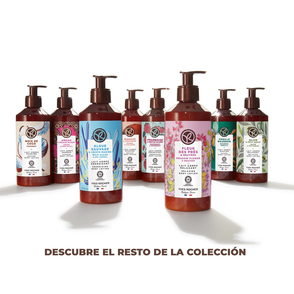 Yves Rocher packaging label highlights 390 ml size and convenient bottle format for daily use.