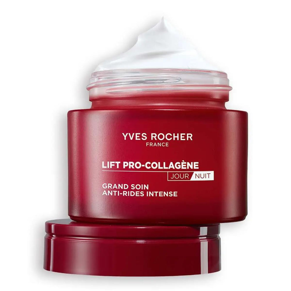 Yves Rocher Lift Pro-Collagene night cream texture image for smoothing and nourishing skin overnight.