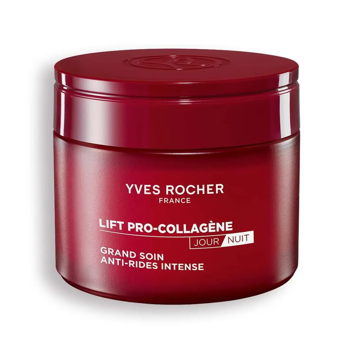 Yves Rocher Lift Pro-Collagene night cream bottle, rich anti-wrinkle care for neck and décolleté.