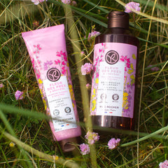 Yves Rocher meadow-inspired scent on display suggests a soothing spa-like routine.