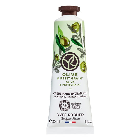 Yves Rocher olive extract hydration highlighting nourishing formula for daily use.