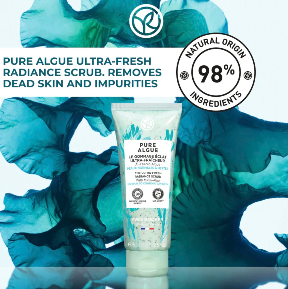 Yves Rocher scrub application routine for gentle weekly exfoliation.