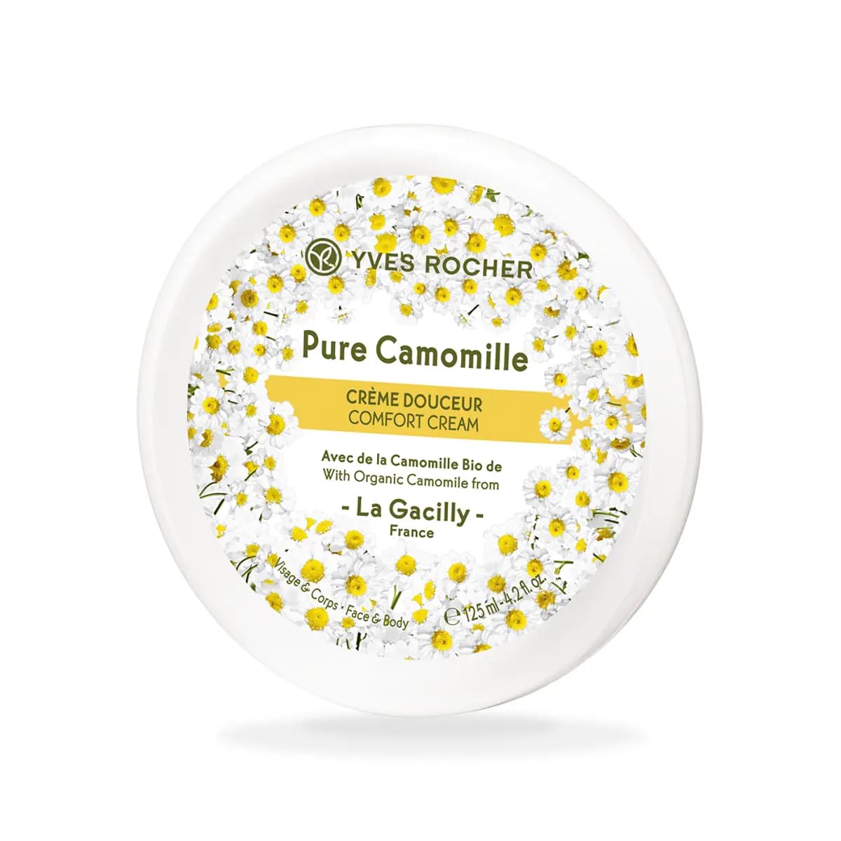 Yves Rocher Pure Calendula regenerating cream bottle for daily moisture and comfort.