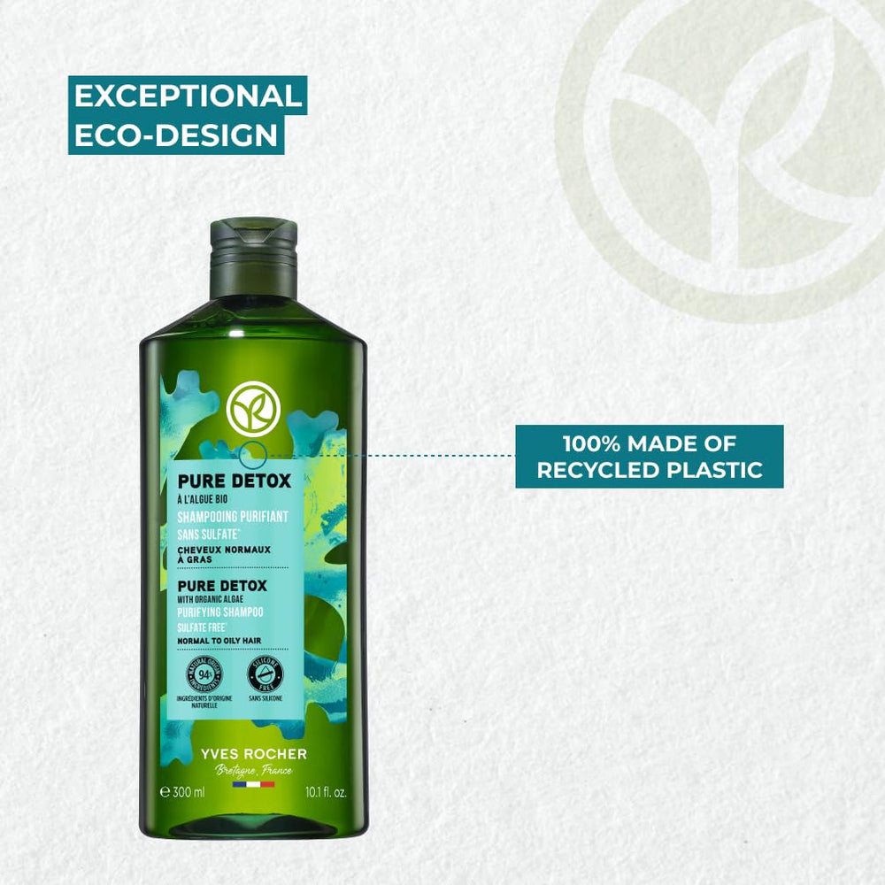 Lathering Yves Rocher Pure Detox shampoo on hair for a refreshing cleanse