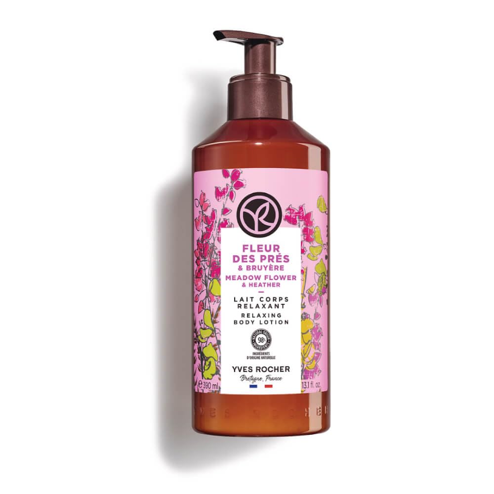 Yves Rocher Relaxing Meadow Flowers bottle front for daily moisturizing.