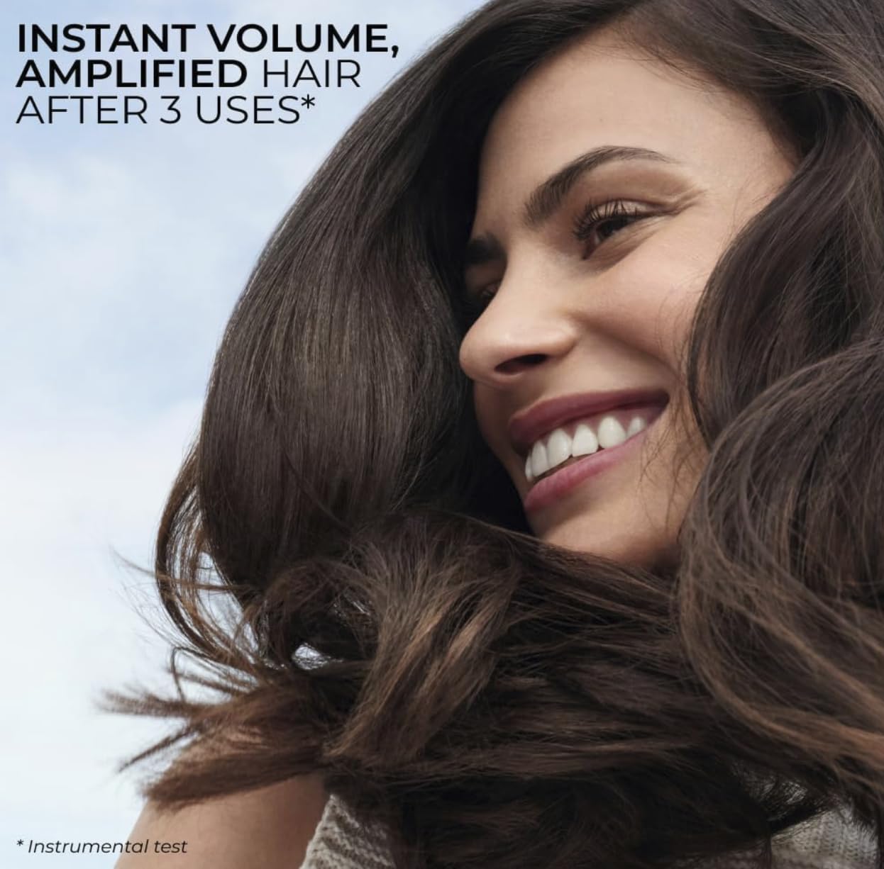 Close-up of hair after use showing increased volume and density with quinoa shampoo