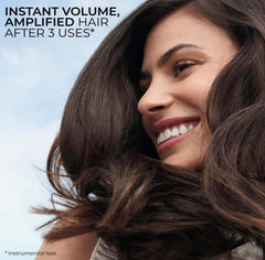 Close-up of hair after use showing increased volume and density with quinoa shampoo