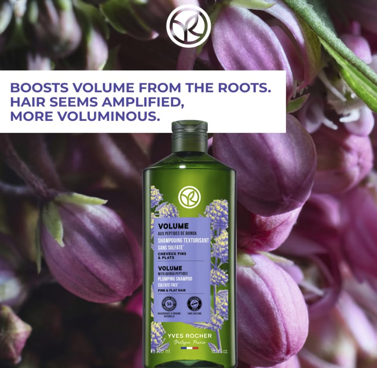 Massaging Yves Rocher shampoo to boost root lift and add hair thickness
