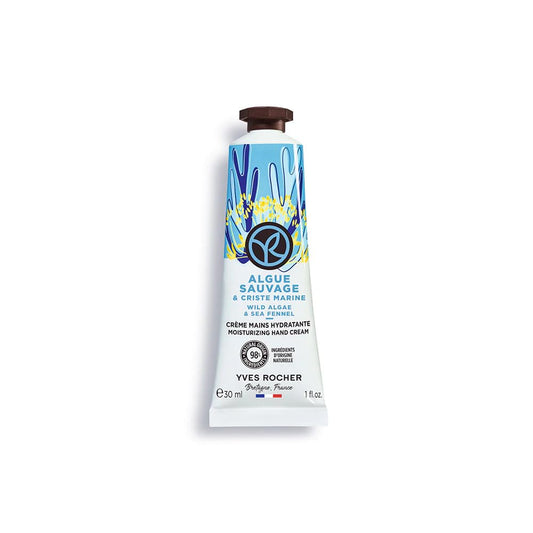 Yves Rocher Wild Algae and Sea Fennel hand cream tube nourishes and hydrates for velvety hands