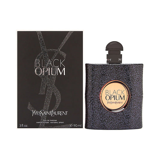 Yves Saint Laurent Black Opium bottle-front view, ideal for evening wear and premium impression