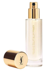 Yves Saint Laurent Blur Primer Silver texture close-up shows light reflecting particles for glow.
