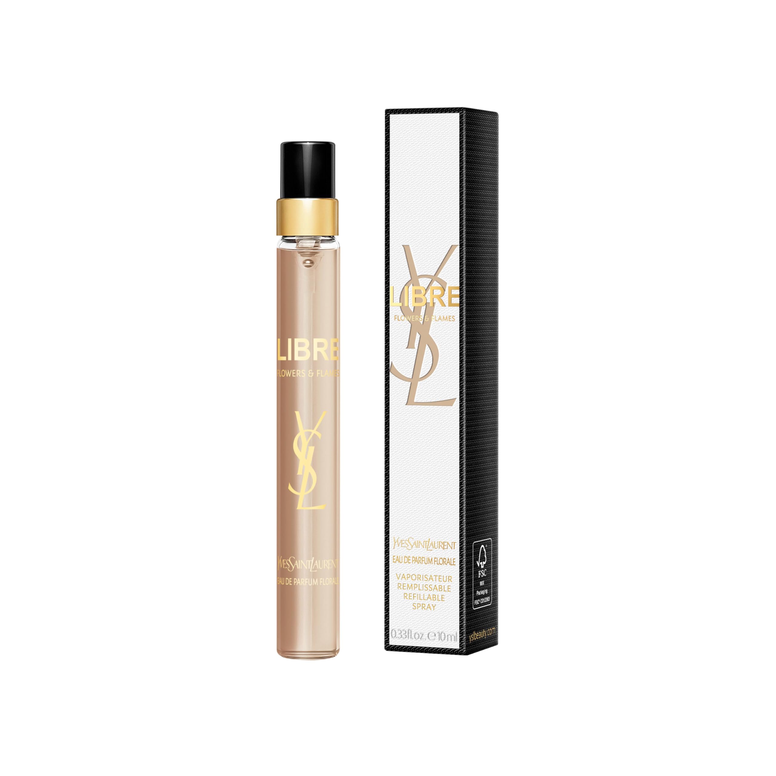 YSL Libre Flowers & Flames travel bottle shows vibrant florals for daytime wear