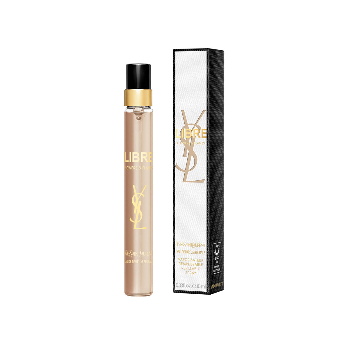 YSL Libre Flowers & Flames travel bottle shows vibrant florals for daytime wear